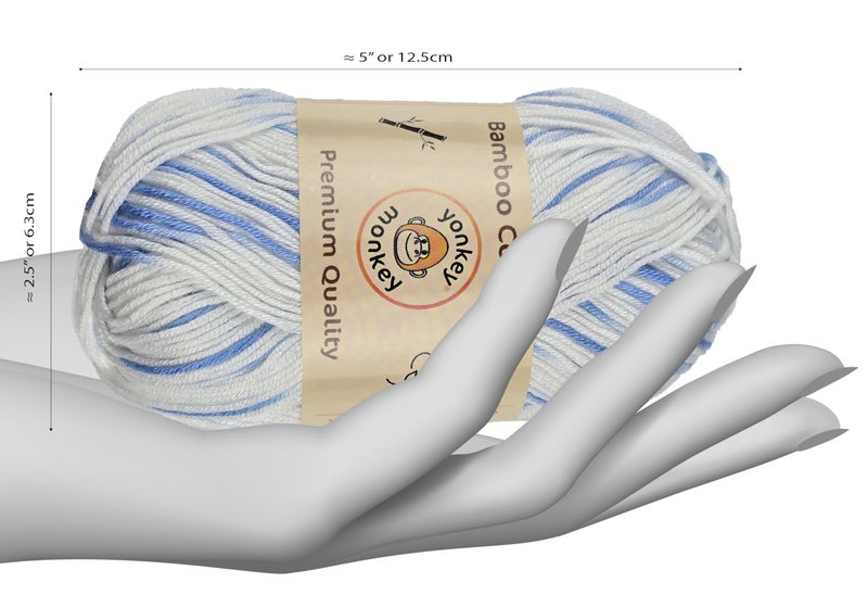Yonkey Monkey 10-Pack of Yonkey Monkey 500 Grams Yarn - 70% Rayon derived from Bamboo, 30% Cotton - Imported - Blue White 9042 - Image 2